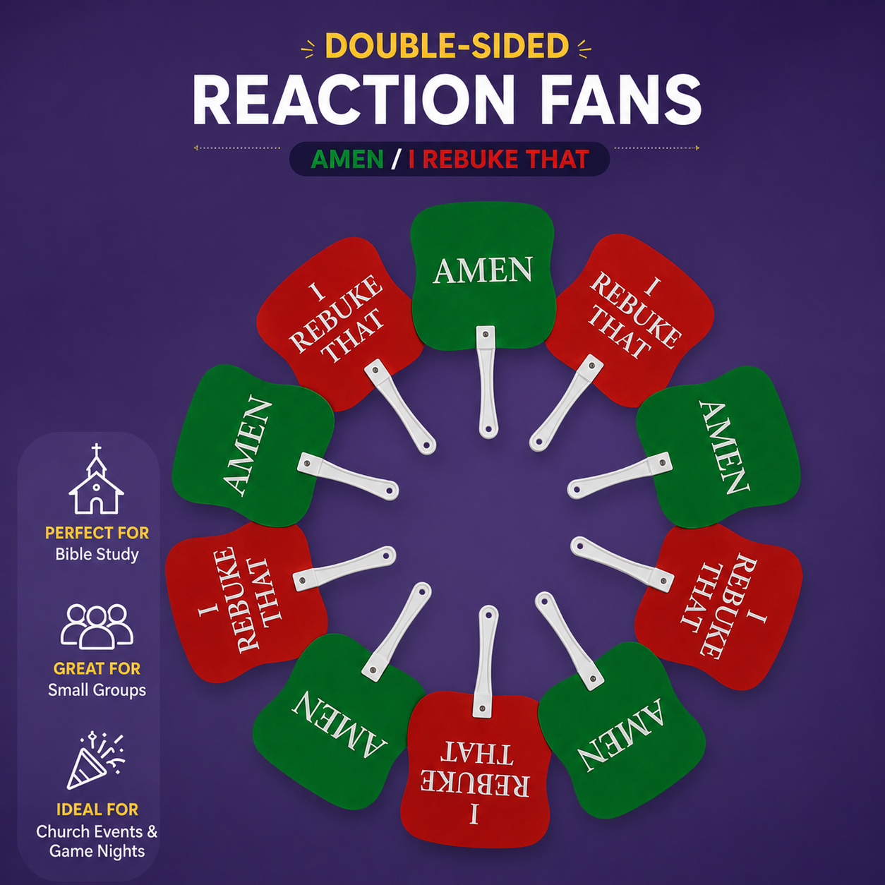 Church Group AMEN and I REBUKE THAT Fans (10 Pack)