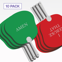 Load image into Gallery viewer, AMEN / I REBUKE THAT Hand Fan Group Bundle (10 Fans) - Double-Sided Church Fan with &quot;AMEN&quot; &amp; &quot;I REBUKE THAT&quot; Messages for Church &amp; Game Nights
