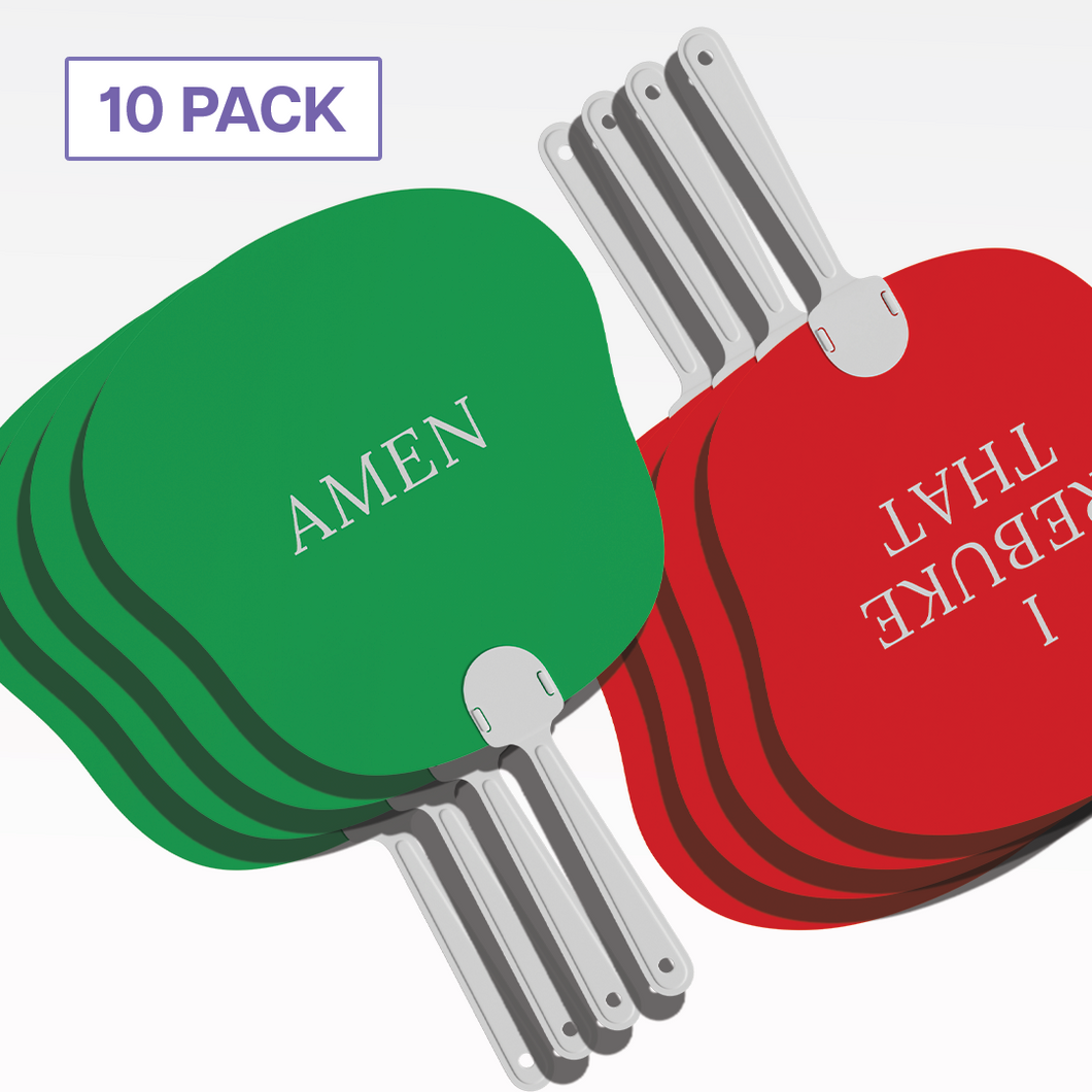 AMEN / I REBUKE THAT Hand Fan Group Bundle (10 Fans) - Double-Sided Church Fan with 