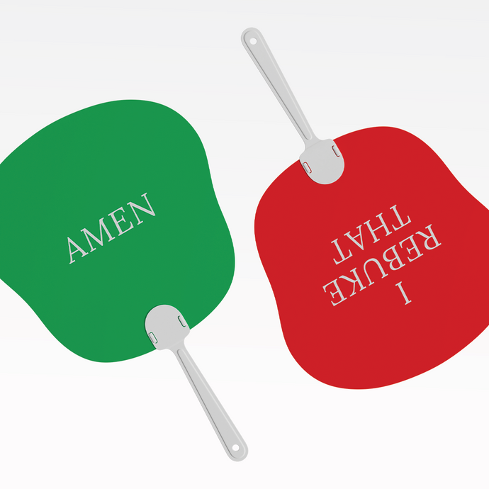 AMEN / I REBUKE THAT Hand Fan - Double-Sided Church Fan with 